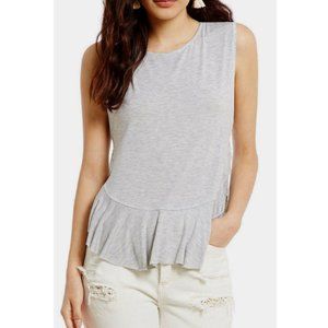 We The Free Uptown Ruffle Gray Tank Top